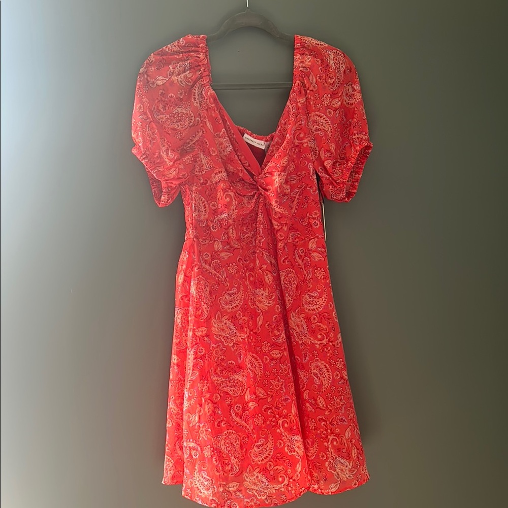 Sincerely Jules Coral Puff Sleeve Mini Dress